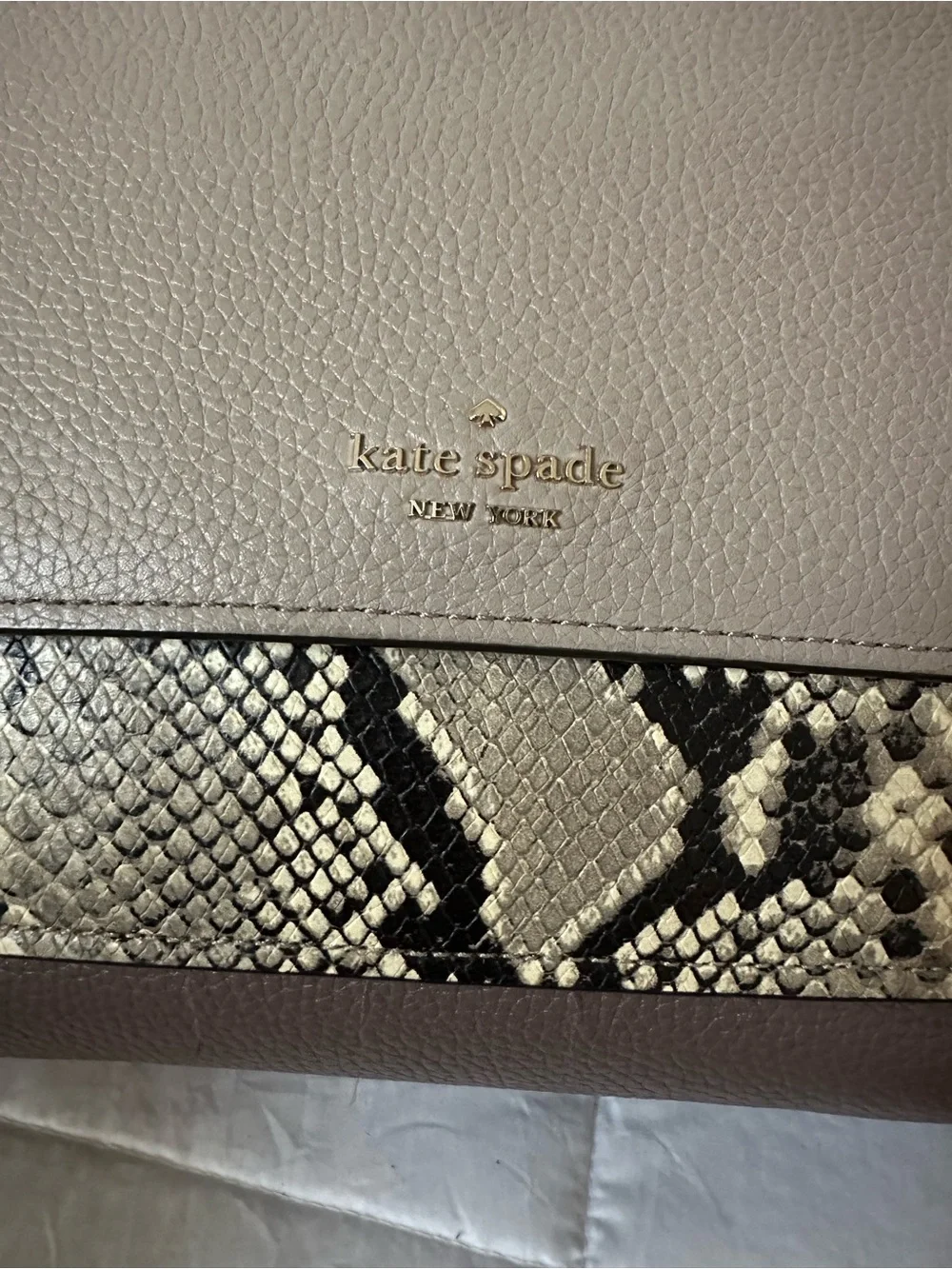 Kate Spade Leather Shoulder Bag with Snake-Print Accent